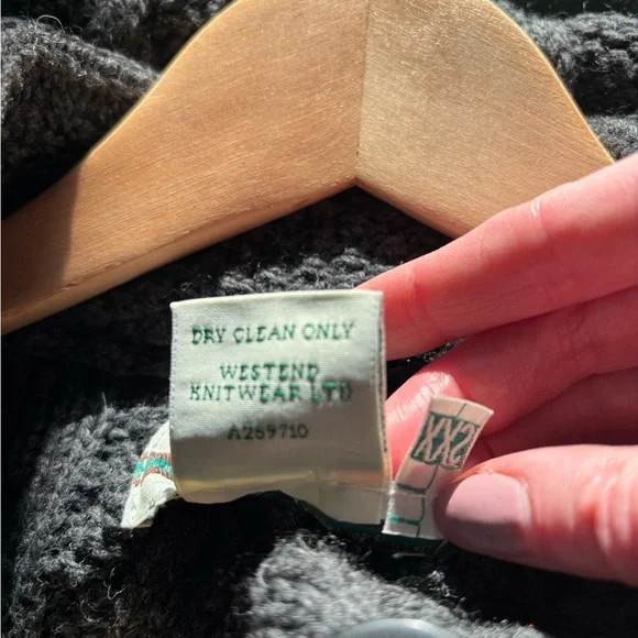 EUC - Aran Crafts 100% Merino Wool Cable Knit Sweater Coat (Charcoal Gray) - Picture 12 of 12